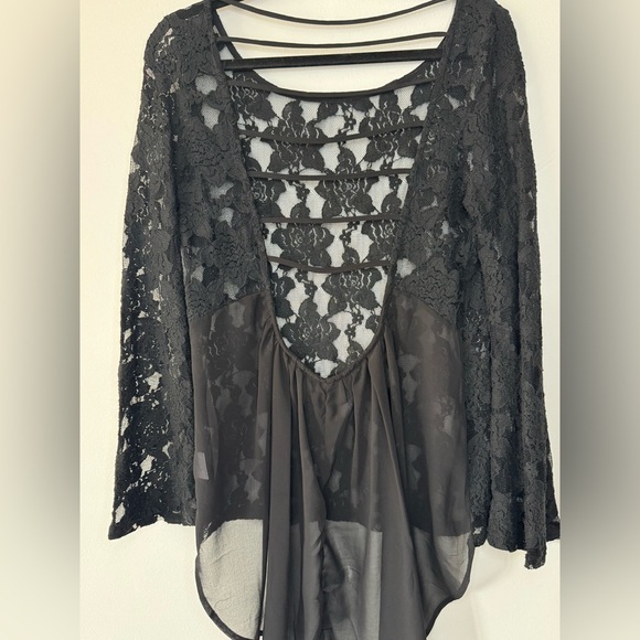 Rehab Black Lace Cut Out Blouse - Picture 7 of 17